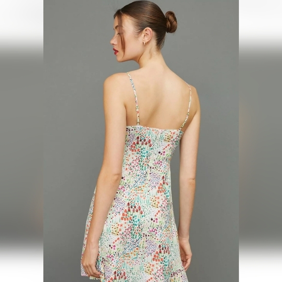 Anthropologie Hutch Floral Ditsy Mini Dress XS Green Flowy Spring Cottagecore - Picture 3 of 10